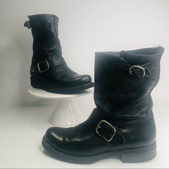 Frye Veronica Short Leather Boot Women's Size 6B Med Biker Black 3476509 - Picture 9 of 12